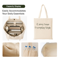 Sac fourre-tout en toile de coton écologique de haute qualité avec logo personnalisé, plusieurs poches intérieures, fermeture magnétique, grande capacité, sac à main réutilisable, bureau