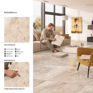 Desert Bianco Marble Design 600x600mm Polished GVT Porcelain Tiles For Luxury Interior Flooring - Product Image 4