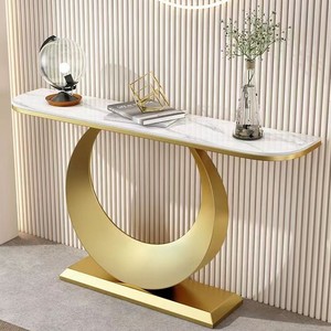 Console d'entrée de style italien léger <span class=keywords><strong>et</strong></span> luxueux, design nordique simple <span class=keywords><strong>et</strong></span> moderne avec plateau en ardoise, design semi-circulaire pour entrée <span class=keywords><strong>et</strong></span> <span class=keywords><strong>couloir</strong></span> - Product Image 4