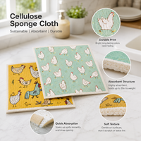 Chiffon de cuisine suédois imprimé sur mesure, biodégradable, absorbant, en éponge de cellulose 70/30, réutilisable
