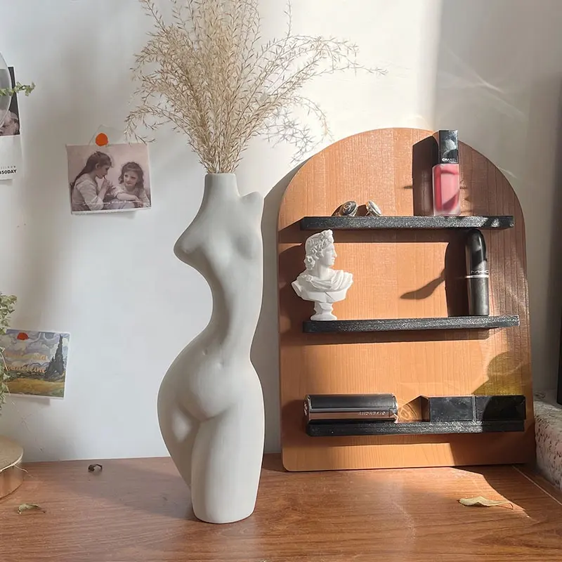 Ins Nordic Abstract Female Body Art Ceramic Vase Human Body Creative Handmade tabletop Ceramic Flower Vase For Home Decoration