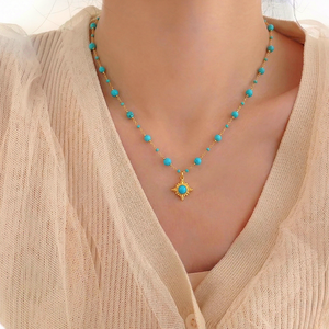 Collar Minimalista Geométrico de Acero Inoxidable con Turquesa, Chapado en Oro de 18K, Joyería con Cuentas de Piedra Natural, Regalo Romántico para Ella 2026 - Product Image 3