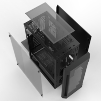 Casing PC ATX Baru 2024 Model Factory Outlet, Panel Samping Kaca Temper, Mid-Tower, Desain Poligonal Mesh, untuk Gaming