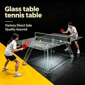 <span class=keywords><strong>Table</strong></span> de <span class=keywords><strong>ping</strong></span>-<span class=keywords><strong>pong</strong></span> de luxe en verre trempé ultra-transparent, <span class=keywords><strong>table</strong></span> à manger, cadre en acier inoxydable 304 pour usage domestique et commercial en intérieur - Product Image 1