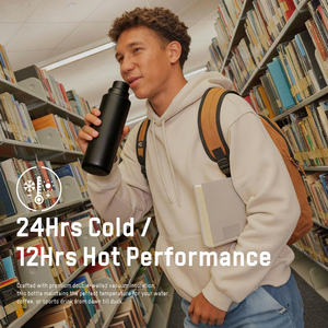 Bouteille d'eau sport isotherme en acier inoxydable 20 oz, design d'usine, 2-en-1, à double ouverture (large et étroite), avec couvercle à poignée souple - Product Image 5