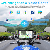 Carpuride W712D TPMS Pantalla Táctil IPS para Motocicleta con CarPlay, Android Auto, Navegación GPS, Resistente al Agua, 7 Pulgadas, 1080p, Grabación en Bucle