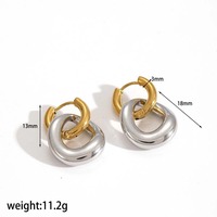 Boucles d'oreilles pendantes tendance plaquées or 18 carats, bijoux étanches en acier inoxydable, breloques irrégulières en forme d'anneau pour femmes, vente en gros