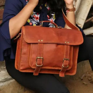 Sac pour ordinateur portable en cuir véritable marron pour homme, qualité supérieure, personnalisable, fait main, prix de gros - Product Image 5