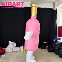 Costume de bouteille rose gonflable de mascotte de décoration de défilé de 2m, costume gonflable de forme de bouteille de vin