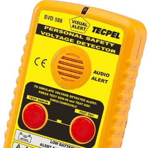 เครื่องตรวจจับแรงดันไฟฟ้าส่วนบุคคล TECPEL SVD-588 ได้รับการรับรองมาตรฐาน CE พร้อมอุณหภูมิการทำงานตั้งแต่ -10 องศาเซลเซียส ถึง +55 องศาเซลเซียส - Product Image 1