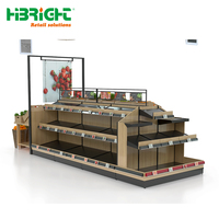 Highbright Luxe Dubbelzijdige Metalen Houten Display Stand met Grote Capaciteit, 3-6 Laags, Heavy Duty, voor Fruit en Groenten CN;JIA