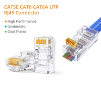 Conector RJ45 Transparente Chapado en Oro de 3 Vías, Conector Modular Cat5e/Cat6, Enchufe Ethernet para Red YOFC
