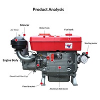 Moteur diesel monocylindre 4 temps d'origine Changzhou, 12/15/18/20/24 CV, refroidi par eau, petit tracteur, démarrage électrique