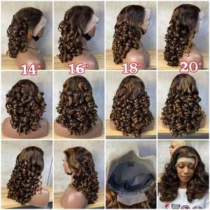 Nouveauté Perruque Lace Front Cheveux Humains Ondulation Souple et Ample Couleur P4/<span class=keywords><strong>Orange</strong></span> 350 Lace Frontale Transparente 5*5 Sans Colle Pré-Plumée - Product Image 4