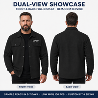 Chemise-veste personnalisée pour homme en tricot gaufré, col pointu, boutons-pression, poches à rabat sur la poitrine, poignets côtelés, poches latérales, couleur unie, OEM ODM