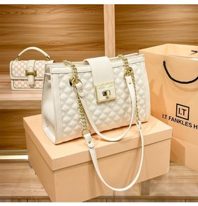 <span class=keywords><strong>Bolso</strong></span> de mano grande de moda para <span class=keywords><strong>mujer</strong></span> 2025 con forro de <span class=keywords><strong>cadena</strong></span> a cuadros impermeable con doble asa para invierno - Product Image 2