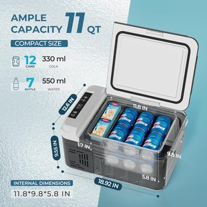Refrigerador EUHOMY de 12 Voltios, Enfriador con Compresor de 11 Cuartos de Galón, Control por Aplicación, Nevera para Auto de 12/24 V CC, 100/240 V CA, Portátil - Product Image 3