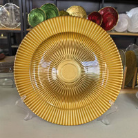 Assiettes de présentation rondes en verre rouge transparent de luxe, design classique et élégant, écologiques, pour mariages et fêtes (6-10 cm)