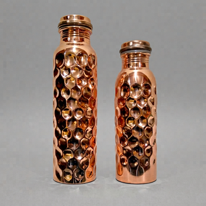 SOFIYA CRAFT Hammered Copper Water <b>Bottle</b> with Lid Modern Portable Drinkware for Travel Home Office Outdoor - Product Image 1