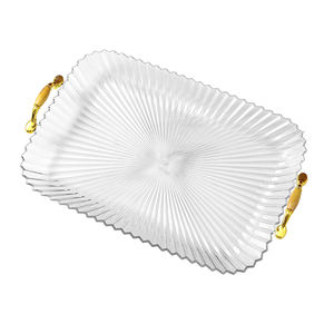 Assiettes de présentation en <span class=keywords><strong>plastique</strong></span> bon marché pour décoration de sous-assiette de mariage Assiettes de table de mariage en vrac avec poignée - Product Image 4