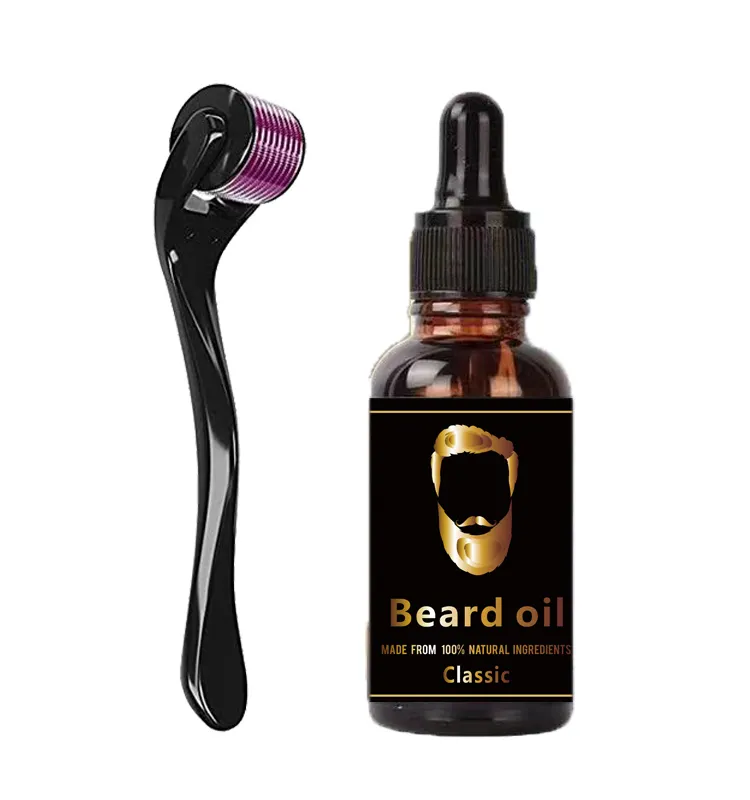 Oli da uomo biologici barbe Care Grooming prodotti a marchio privato olio per la crescita della barba scatole naturali al 100% olio essenziale di arancia OEM/ODM