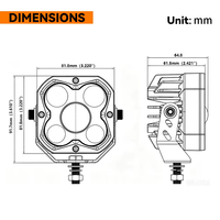 Feux de route LED de 3 pouces, faisceau spot, IP69K, 12V 24V, lumière auxiliaire LED cube pour 4x4, tout-terrain, camion, ATV, UTV, SUV, pick-up