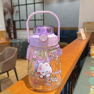 Botella de agua para gimnasio de gran capacidad de 1300 ml con doble boquilla y pajita, reutilizable, apta para alimentos y portátil. - Product Image 5