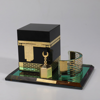 Ornement Maison Kaaba de La Mecque en Verre Cristal Doré Cadeau Islamique MH-G0429