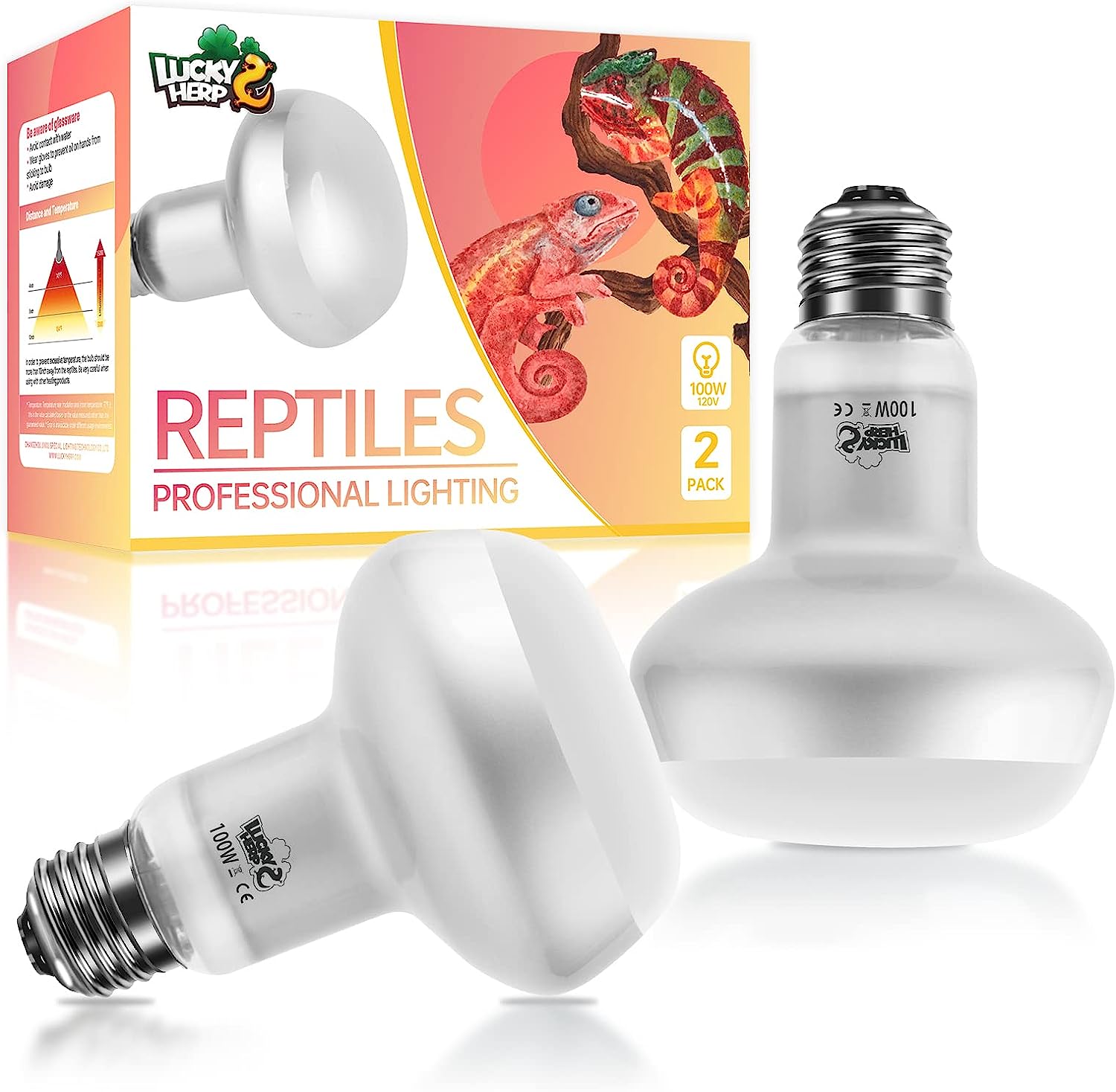 LUCKY HERP Reptile Heat Lamp Bulbs, Lâmpada intensa UVA Reptile, Reptile Daylight Basking Spot Light Heat Bulb para calor