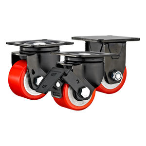 2''2.5''3''Top Plate Hochleistungs-Low-Center-Schwerkraft-Eisenkern Red PU Caster Equipment Trolley Caster Wheels - Product Image 5