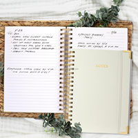 Agenda en cuir de lin à couverture rigide personnalisée de luxe de marque, reliure spirale esthétique, carnet de notes cadeau, entreprise avec bande élastique