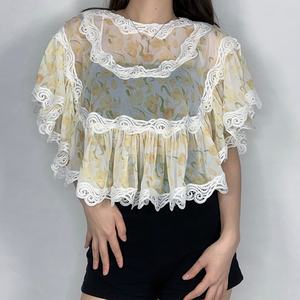 Camisas Casuales de Mujer, Blusa de Manga Corta con Ojales, Top de Verano - Product Image 2