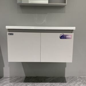 WJL Modern Moisture-Proof Ceramic Basin Wall-Mounted <strong>Vanity</strong> Cabinet Set with Lighted Mirror for <strong>Hotel</strong> Bathrooms Bathroom <strong>Vanities</strong> - Product Image 2