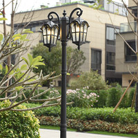 Lampe de jardin extérieure de style européen à LED solaire et électrique, IP54, avec commande intelligente par interrupteur, en aluminium et verre