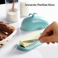 Boîte à beurre en céramique créative en forme de baleine avec ligne de mesure pour le fromage, boîte de conservation des aliments frais