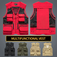 Gilet de pêche et de photographie respirant en maille ajourée camouflage pour homme