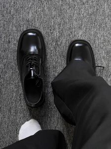 Personnalisation d'usine, personnalisation du logo, OEM, ODM. Chaussures Derby pour hommes, style britannique, décontractées, semelle épaisse de 7 cm, augmentant la taille. - Product Image 6