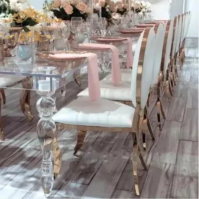 Rectangle Acrylic dinning table set dining room furniture for event party marriage