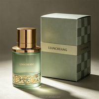 Vente en gros de flacons de parfum en verre vides de haute qualité, 50 ml, forme cylindrique, avec bouchon magnétique, impression dorée personnalisée et boîte cadeau