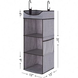 Organizador de Armario de 3 Niveles, Ahorra Espacio, de Tela No Tejida, con Bolsillos Laterales, para Colgar Ropa - Product Image 2