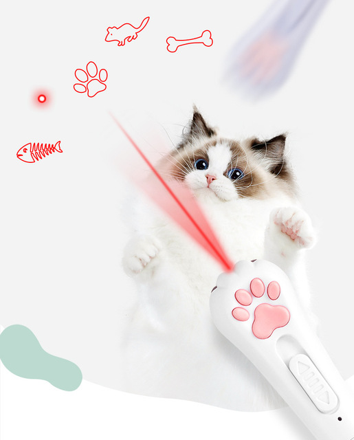 USB Charging LED Light Pet Cat Laser Toy Multifunctional Interactive Keychain with Switchable Patterns Boxed
