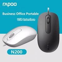 Rapoo N200 1600 DPI Mouse Optik USB Berkabel Ergonomis 3-Tombol 3D LED Desain Asli Nyaman untuk Penggunaan Kantor/Hadiah Promosi