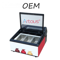 Artaus Factory OEM Mini Gelato Présentoir de crème glacée Comptoir Congélateur Vitrine avec GN1/3 PANS