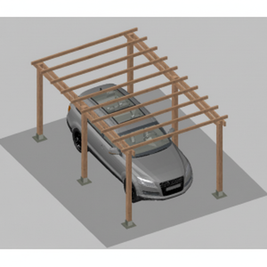 Cochera de Madera de Pino Impregnada de 5 x 3 m con Soportes Atornillables, Equipo de Estacionamiento - Product Image 1