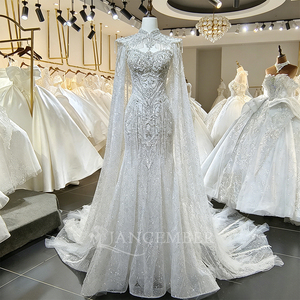 Xs282 Ivory Sweetheart Long Sleeve Beaded Appliques Modern Ball Gown <b>Wedding</b> Dress Sparkly Chapel Train Bridal for - Product Image 3