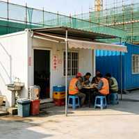 Maison conteneur préfabriquée, bâtiment modulaire préfabriqué pour cantine de travailleurs de chantier
