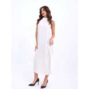 Vestido Midi Filedeliya Blanco con Puntos, Cuello Alto, Corte en A, Transpirable, Tejido, Informal, para Fiesta - Product Image 2