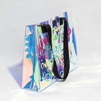 WAKIYA personnalisé taille L PVC holographique luxe sac fourre-tout dames sac à main décontracté fermeture ouverte imprimé logo chaîne sangle pour les mariages