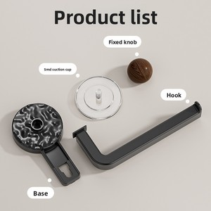 Portarotolo Doppio da <span class=keywords><strong>Bagno</strong></span> Multifunzionale in Plastica, Montaggio a Parete Senza Fori, Design Sostenibile con <span class=keywords><strong>Ventosa</strong></span> - Product Image 4