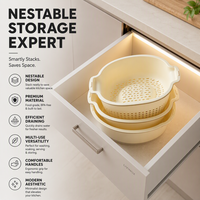 Cesta de drenaje para lavado, diseño de doble capa, mango ergonómico para el hogar y la cocina